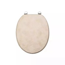 18" MDF Universal Bathroom WC Toilet Seat Wooden Quick Easy Fit WC Seat - Beige