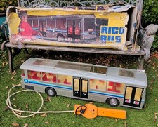 RICO BIG BUS MERCEDES VINTAGE 1980s WIRED REMOTE CONTROL TOY COACH BOXED SILVER