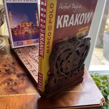 Vintage Indian hand carved Hardwood Extendable BOOK RACK Library Treen Wood