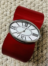 Superb Valentino Garavani Oval Swiss Ladies Watch On Rouge Red Wide Strap