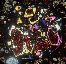 Meteorite NWA 15230 CRAZY CHONDRULE !!! CO3 Carbonaceous Chondrite Thin Section