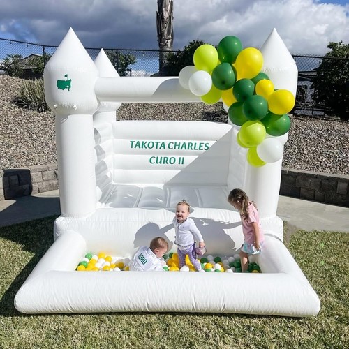 White mini bounce house - white,