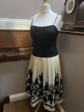 S L Fashions black & cream evening dress 50s style Races Evening Wedding