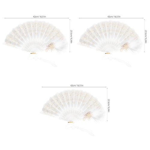 White vintage hand fan - white,