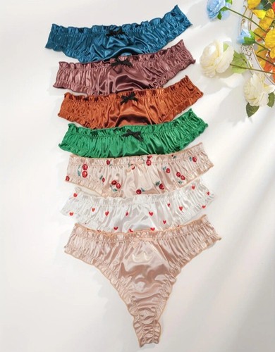 Silky thongs satin - , knickers