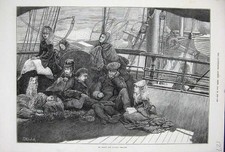 Original Old Antique Print