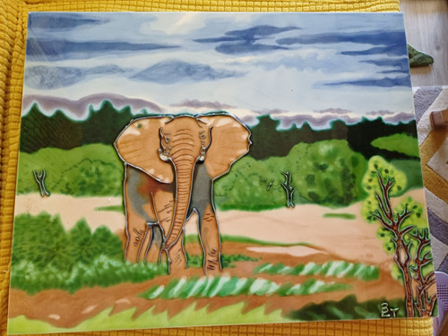 Matriark elephant scene art - elephant, on