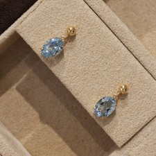 18K Gold Aquamarine Drop