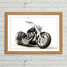 Motorcycle Chrome Motorbike Bike Canvas Framed Print Picture Wall Art