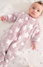☆Next☆Pink Star Baby Zip Fleece Sleepsuit - Per-washed Only, Size 18-24months