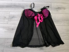 BNWOT Ann Summers Black & Bright Pink Babydoll Top Size 20 