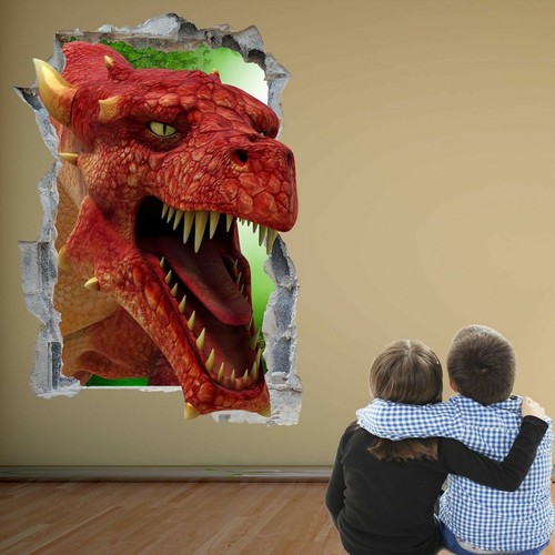Red dragon fantasy wall - fantasy,
