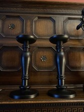 Pair Tall Chunky Wooden Candle holders  Gothic