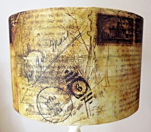Old postcard lampshade - old,