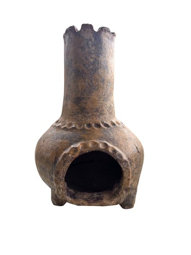 Vintage handmade clay chiminea - clay,