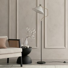 Floor Lamp Bent Shaded Floor Lamp Black Gold Conical Shade Foot Switch Lighting