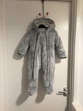 George Grey Bear Fluffy Snow Suit Pram 6-9 Months