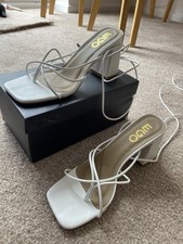 EGO Deena Strappy White Heels Size 5 With Box Excellent Condition