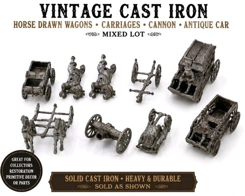 Vintage cast iron horse drawn - iron,