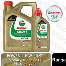 Castrol POWER 1 4T 10W-40 Motorcycle 4 Stroke Engine Oil, 1, 4, 5 or 8L