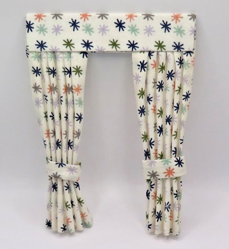 Dolls house curtains cream - house, curtains.