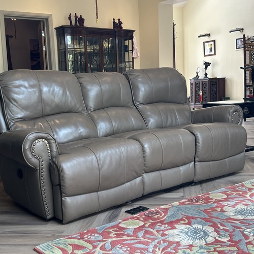 Taupe leather sofa three - sofa,