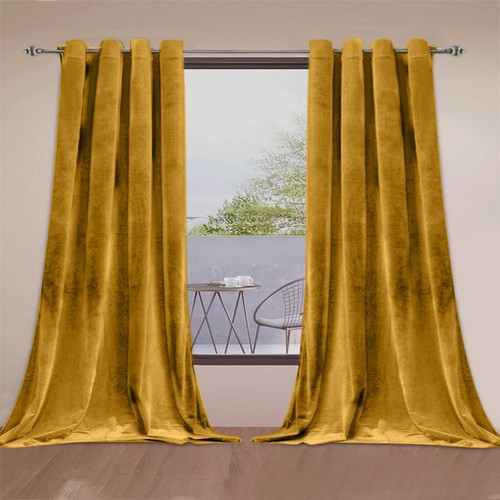 Crushed velvet curtains pair - crushed,