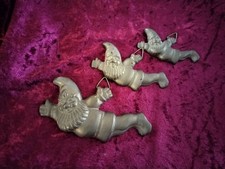 Three Vintage Brass Flying Gnomes