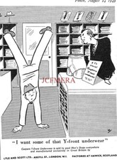 'Y-FRONT' Men's Underwear Clothing ADVERT Small Vintage 1940s Print Ad 162/101