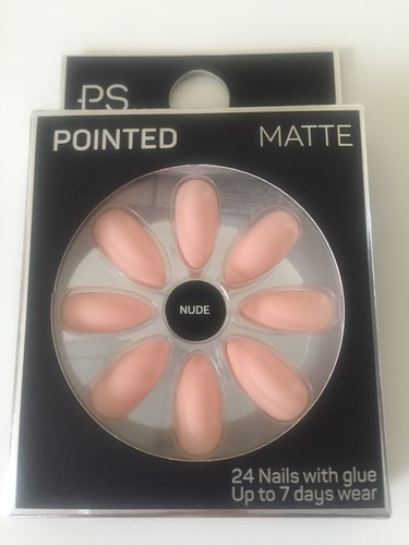 Nude pointed matte false nails - nude,