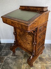 Antique Victorian Burr Walnut Davenport Desk