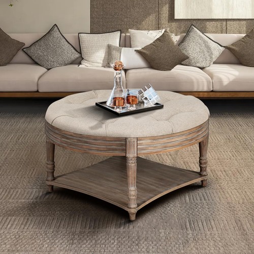 Round ottoman coffee table - round,