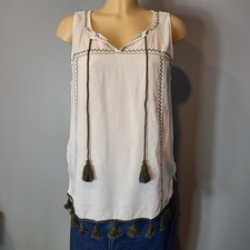 Loft Tank Beach Island Resort Preppy Caribbean White Green Vacation Boho Medium