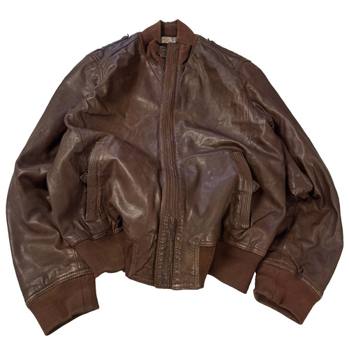Brown leather jacket - jacket, vintage