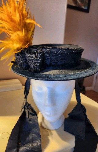 Antique german velvet bonnet - antique,