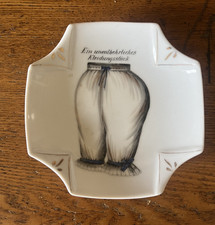 ANTIQUE C19th RISQUE EROTIC GERMAN NOVELTY CARD DISH/PLATE  'NAUGHTY' BLOOMERS