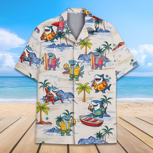Tropical shark hawaiian shirt - hawaiian,