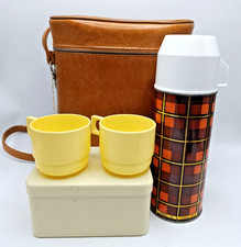 BREXTON PICNIC SHOULDER BAG SET FOR 2. 60s. MISSING FLASK CAP, SUGAR & MILK POT