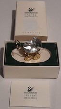 Swarovski Crystal Memories Gold Baby Pram Excellent Condition With Box & Booklet