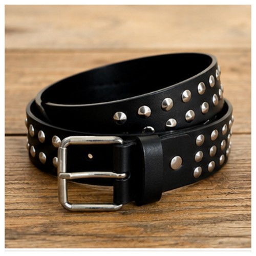 Vintage black leather - leather, studded