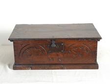 Antique Carved Oak Bible Box -