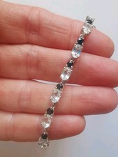 Sterling Silver Topaz And Onyx Bracelet. R1M