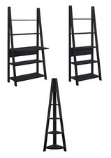Ladder Shelf Bookcase Desk 5 Tier Display Storage Shelving Unit Stand Black