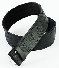 Celtic Embossed Leather Kilt Belt Adjustable size for Kilts Highland Dress