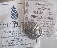 ALEXANDER III THE GREAT SILVER DRACHM coin with COA
