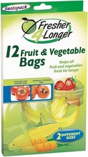 Sealapack Fresh For Longer 12pk Fruit & Veg Bags Green - Reusable Storage Bags