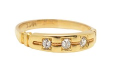 Three Diamond 18k Gold Ring