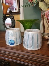 2 Clip-On Pagazzi "Glenda" Duck Egg Lampshades, Approx 15cm x 12cm x 13cm