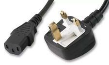 NEW VOLEX Mains Power Cord, With Fuse, Mains Plug, UK to IEC 60320 C13, x2 Meter