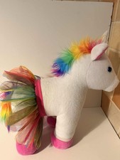 BUILD A BEAR WHITE RAINBOW UNICORN SOFT CUDDLY TOY PLUSH TUTU SKIRT